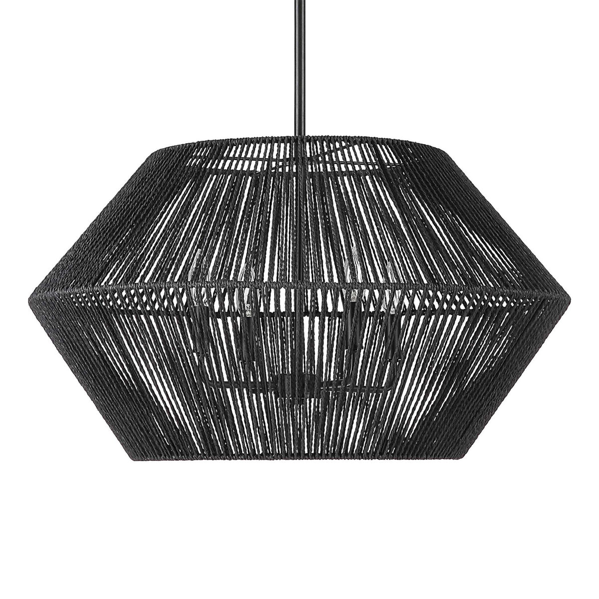 Modern European furniture - Black Rope 4-Light Pendant Lamp - www.oroa.com