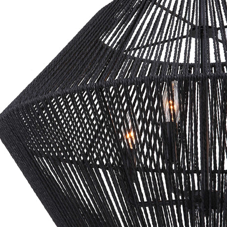 Modern European furniture - Black Rope 4-Light Pendant Lamp - www.oroa.com