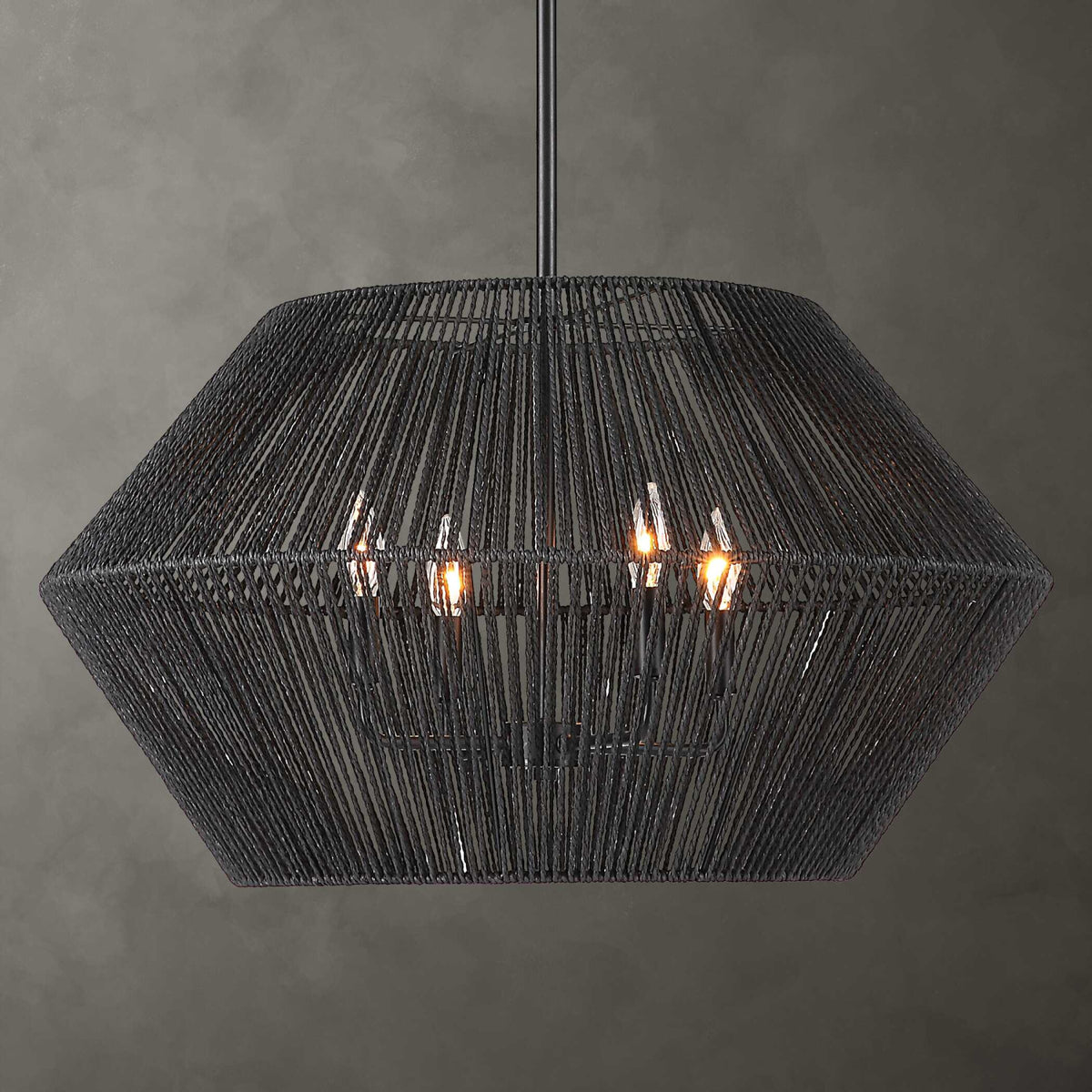 Modern European furniture - Black Rope 4-Light Pendant Lamp - www.oroa.com