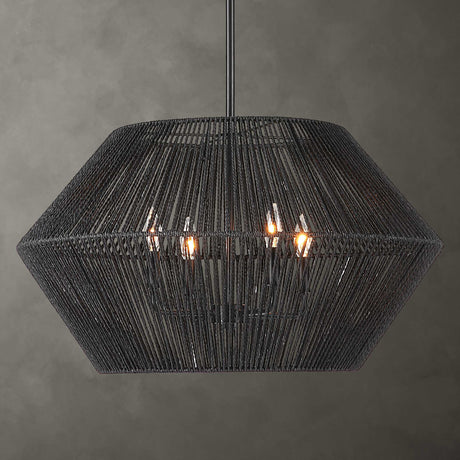 Modern European furniture - Black Rope 4-Light Pendant Lamp - www.oroa.com