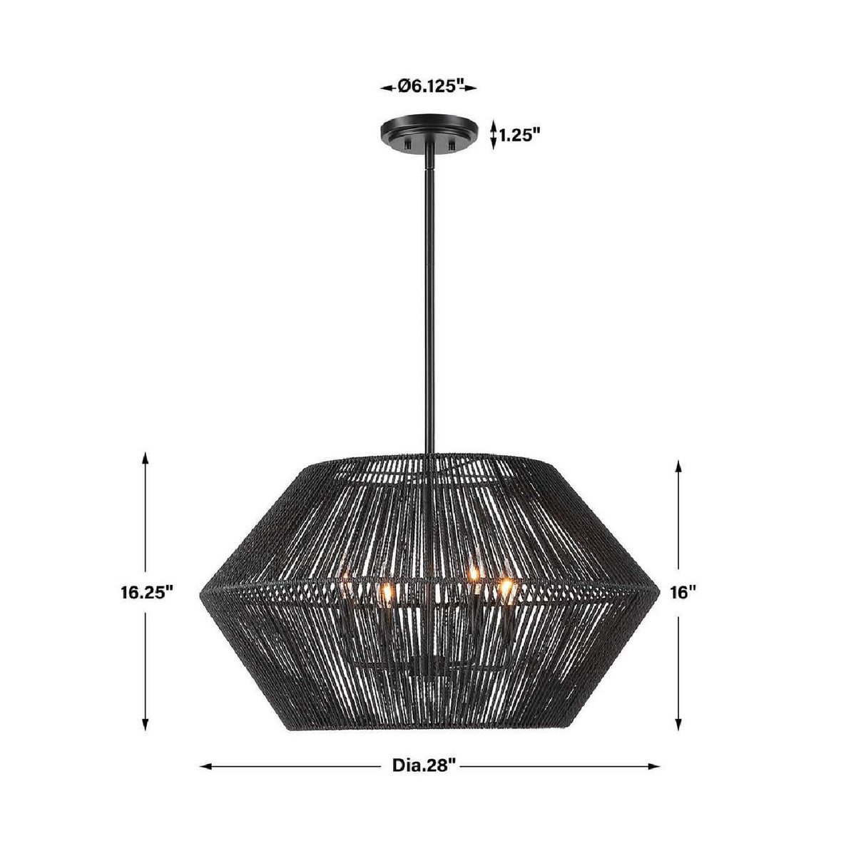Modern European furniture - Black Rope 4-Light Pendant Lamp - www.oroa.com