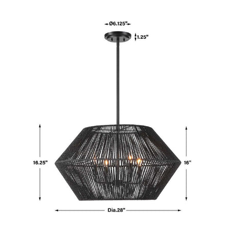 Modern European furniture - Black Rope 4-Light Pendant Lamp - www.oroa.com