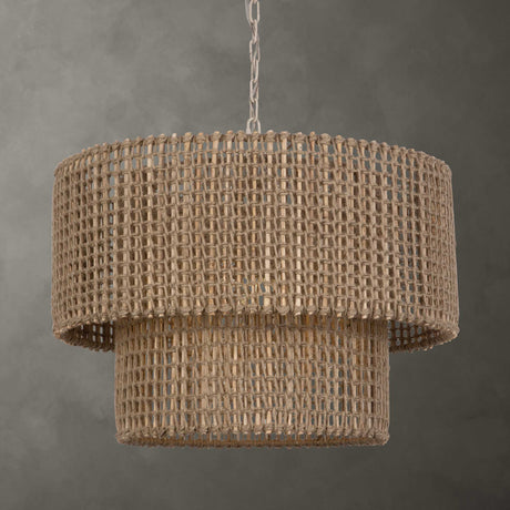 Modern European furniture - Two-Tier Woven Jute Pendant Lamp - www.oroa.com