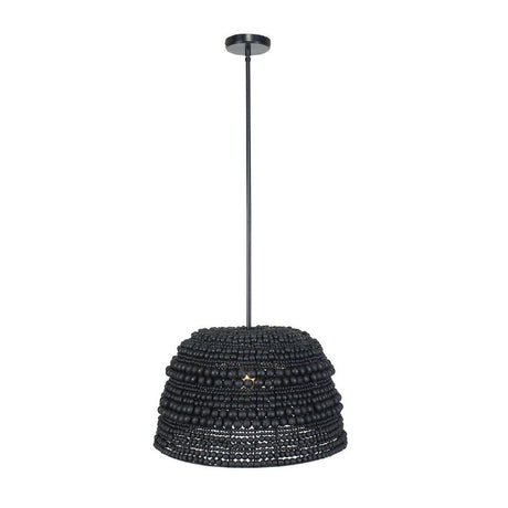 Modern European furniture - Black Wooden Beads Pendant Lamp - www.oroa.com