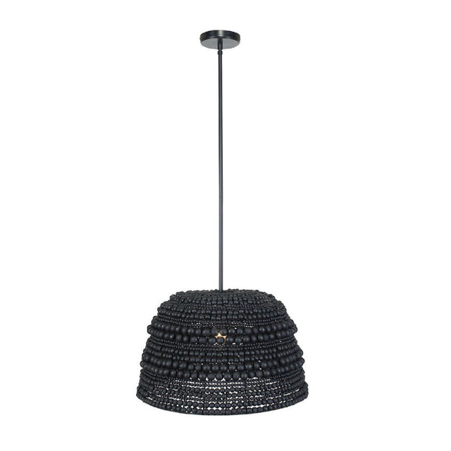 Modern European furniture - Black Wooden Beads Pendant Lamp - www.oroa.com