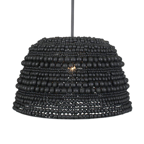 Modern European furniture - Black Wooden Beads Pendant Lamp - www.oroa.com