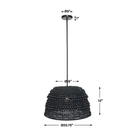 Modern European furniture - Black Wooden Beads Pendant Lamp - www.oroa.com