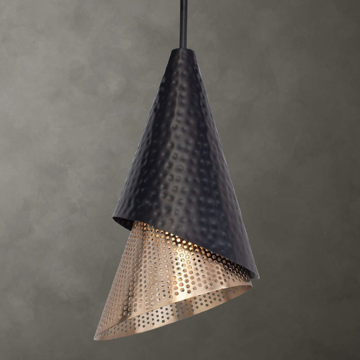 Modern European furniture - Black & Gold Conical Pendant Lamp - www.oroa.com