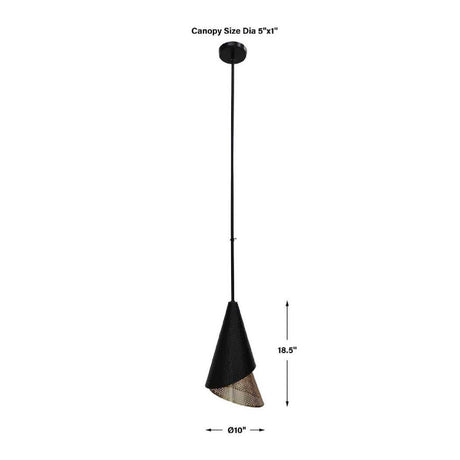 Modern European furniture - Black & Gold Conical Pendant Lamp - www.oroa.com
