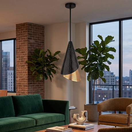 Modern European furniture - Black & Gold Conical Pendant Lamp - www.oroa.com