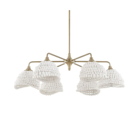 White Wood Beads 6-Light Chandelier | Uttermost Biddeford - www.oroa.com