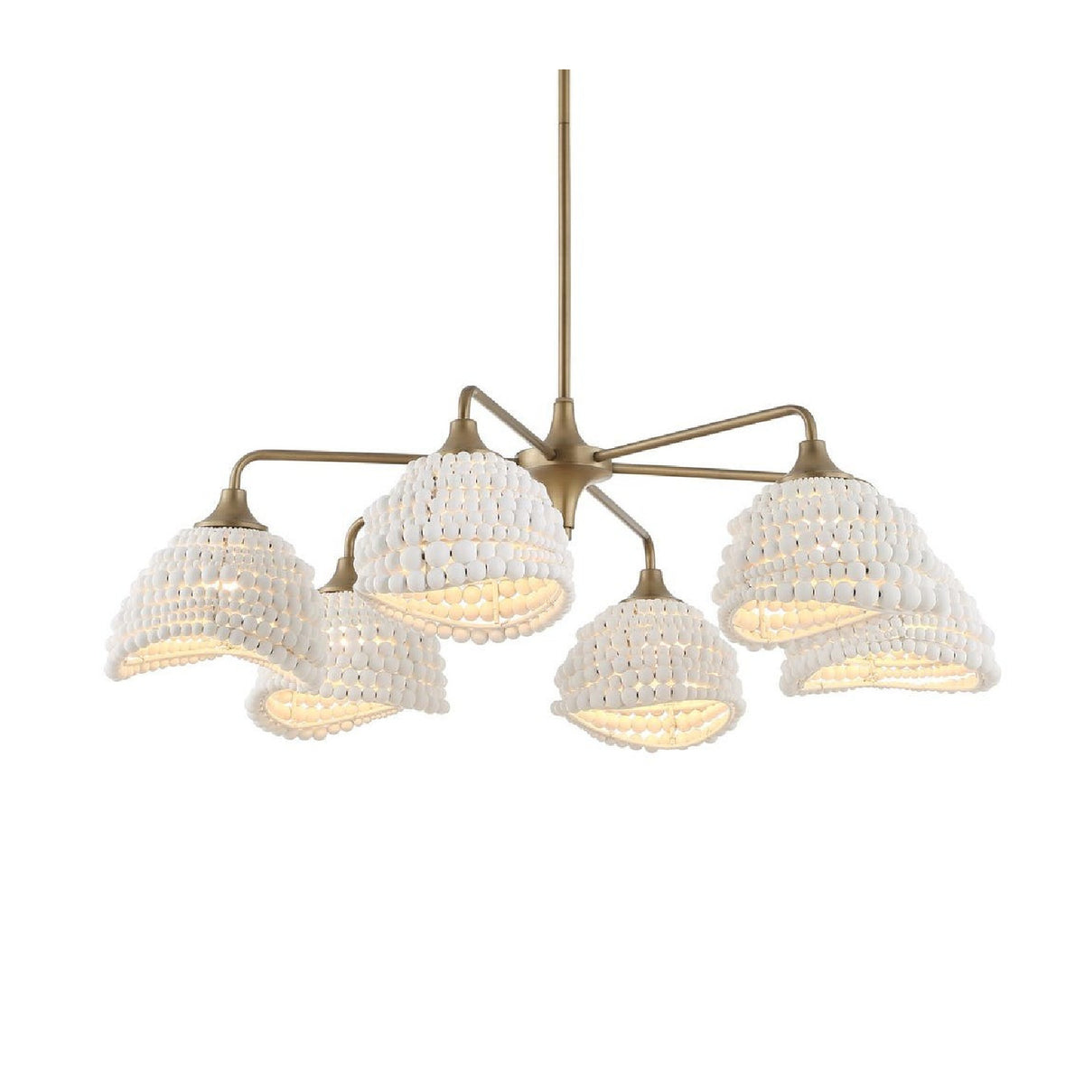 White Wood Beads 6-Light Chandelier | Uttermost Biddeford - www.oroa.com