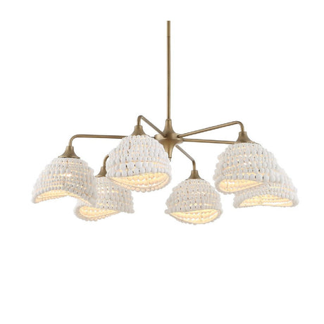 White Wood Beads 6-Light Chandelier | Uttermost Biddeford - www.oroa.com