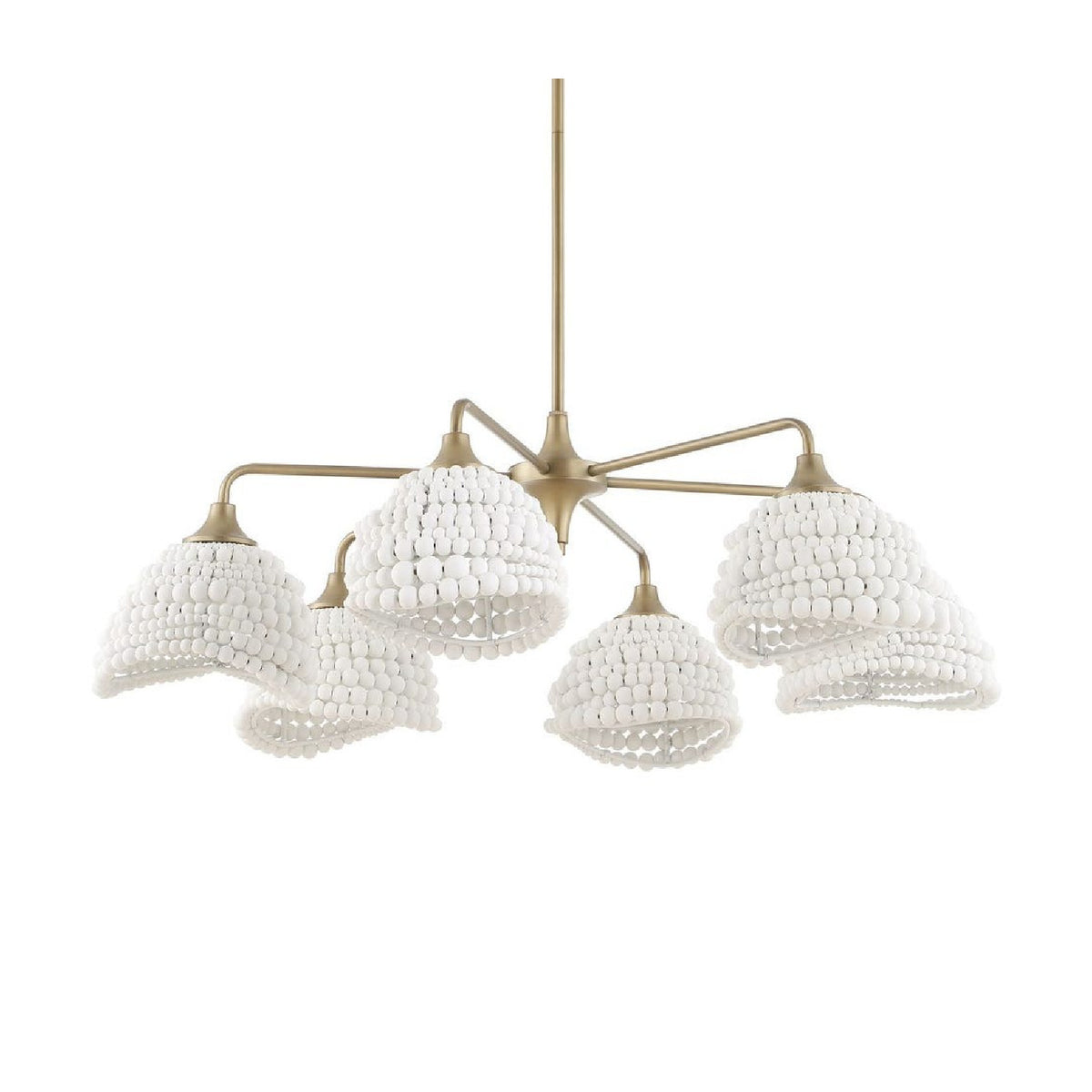 White Wood Beads 6-Light Chandelier | Uttermost Biddeford - www.oroa.com
