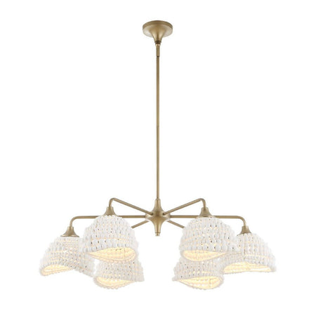 White Wood Beads 6-Light Chandelier | Uttermost Biddeford - www.oroa.com