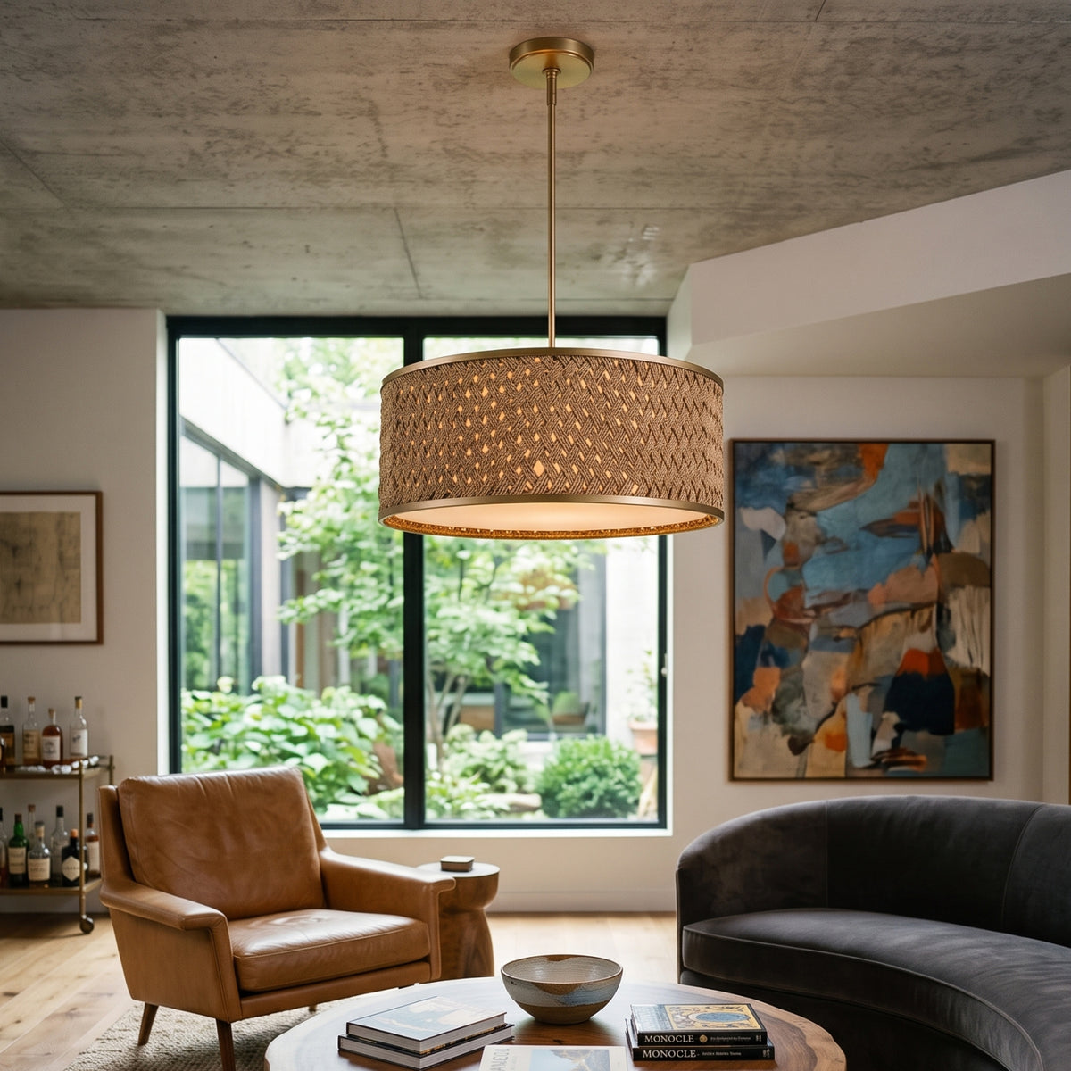 Modern European furniture - Woven Rattan 4-Light Pendant Lamp - www.oroa.com