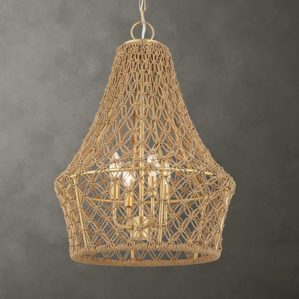 Modern European furniture - Knotted Beige Rope Pendant Lamp - www.oroa.com