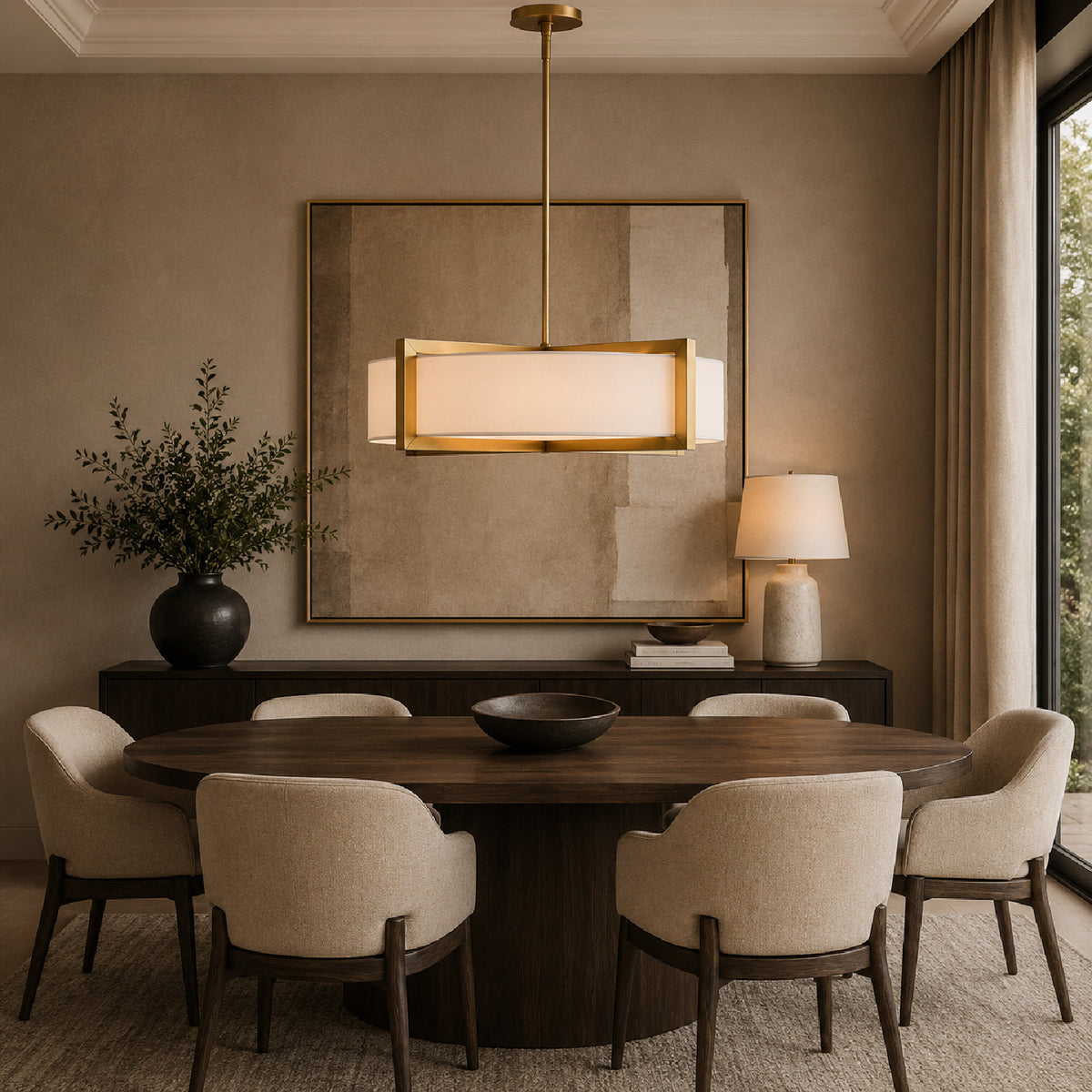 Modern European furniture - White Linen 4-Light Pendant Lamp - www.oroa.com