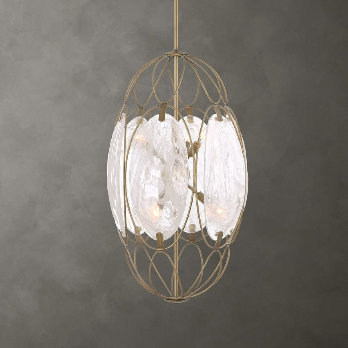 Modern European furniture - Oval Glass 6-Light Pendant Lamp - www.oroa.com