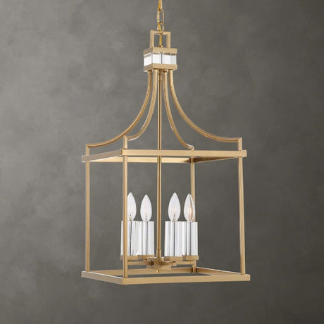 Modern European furniture - Brass Framed Lantern Pendant Lamp - www.oroa.com
