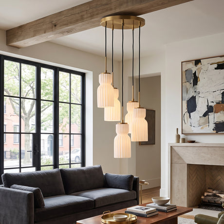 Modern European furniture - White Ceramic 5-Light Cluster Pendant Lamp - www.oroa.com