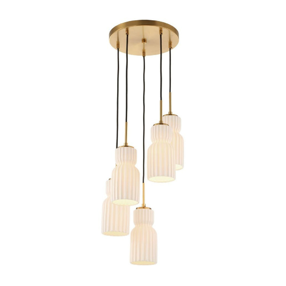 Modern European furniture - White Ceramic 5-Light Cluster Pendant Lamp - www.oroa.com