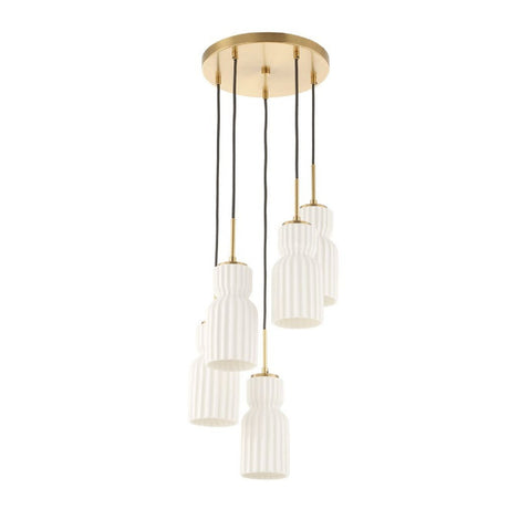 Modern European furniture - White Ceramic 5-Light Cluster Pendant Lamp - www.oroa.com
