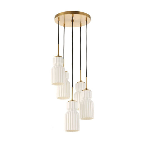 Modern European furniture - White Ceramic 5-Light Cluster Pendant Lamp - www.oroa.com