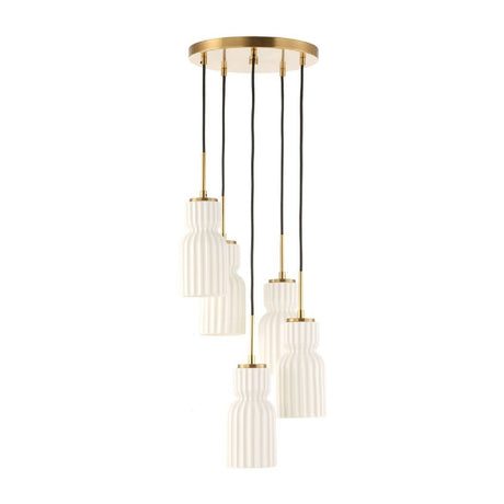 Modern European furniture - White Ceramic 5-Light Cluster Pendant Lamp - www.oroa.com