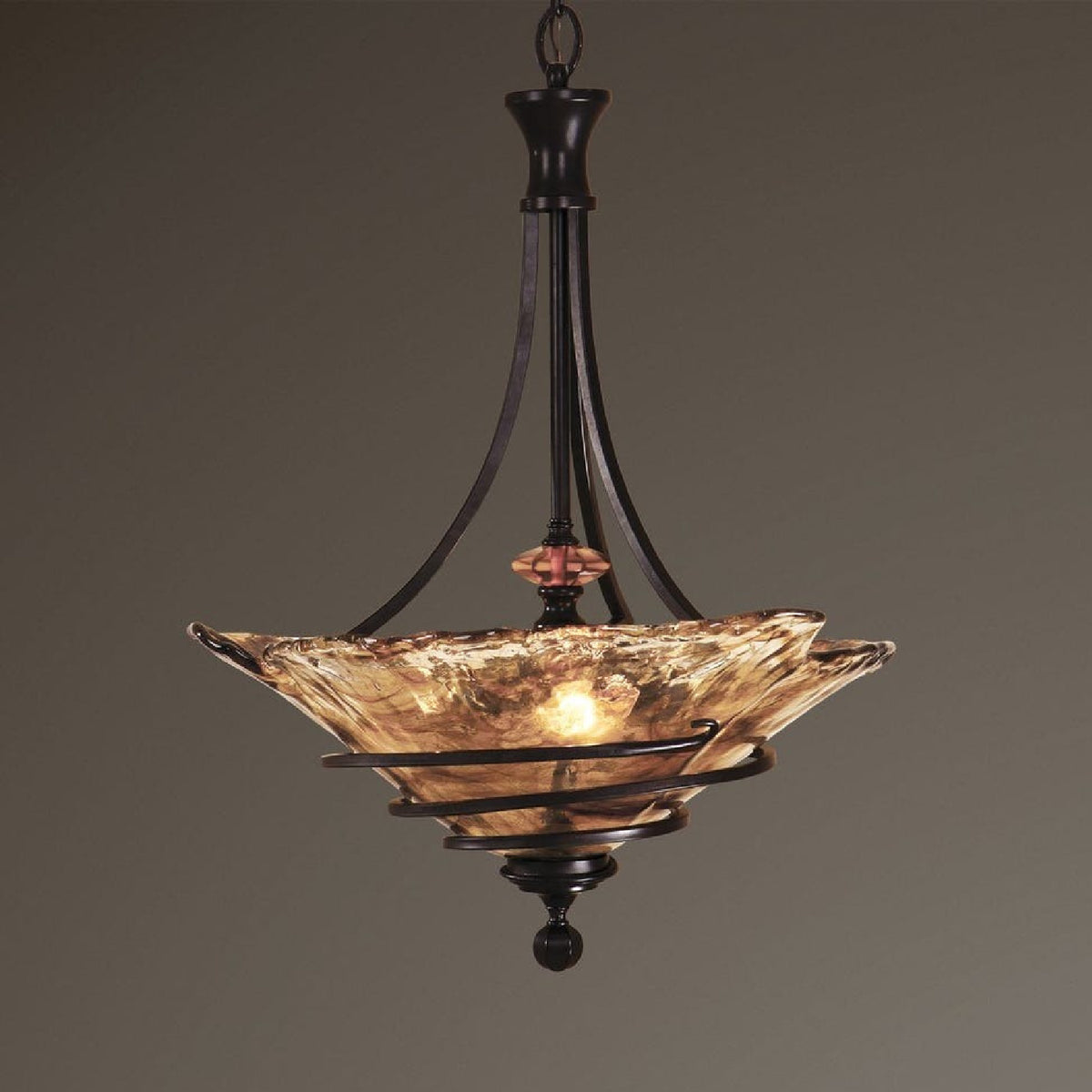Bronze Framed Handmade Glass Pendant Lamp | Uttermost Vitalia - www.oroa.com