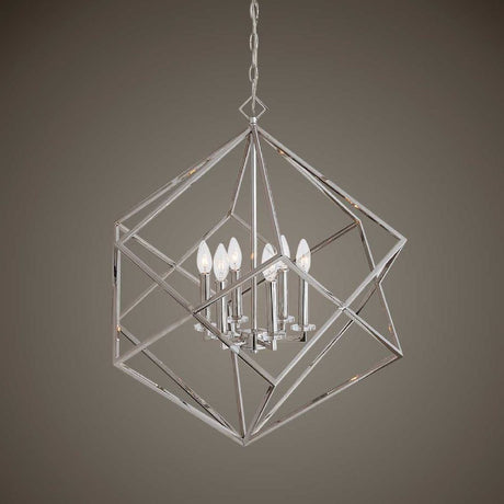 Polished Nickel 6-Light Pendant Lamp | Uttermost Euclid - www.oroa.com
