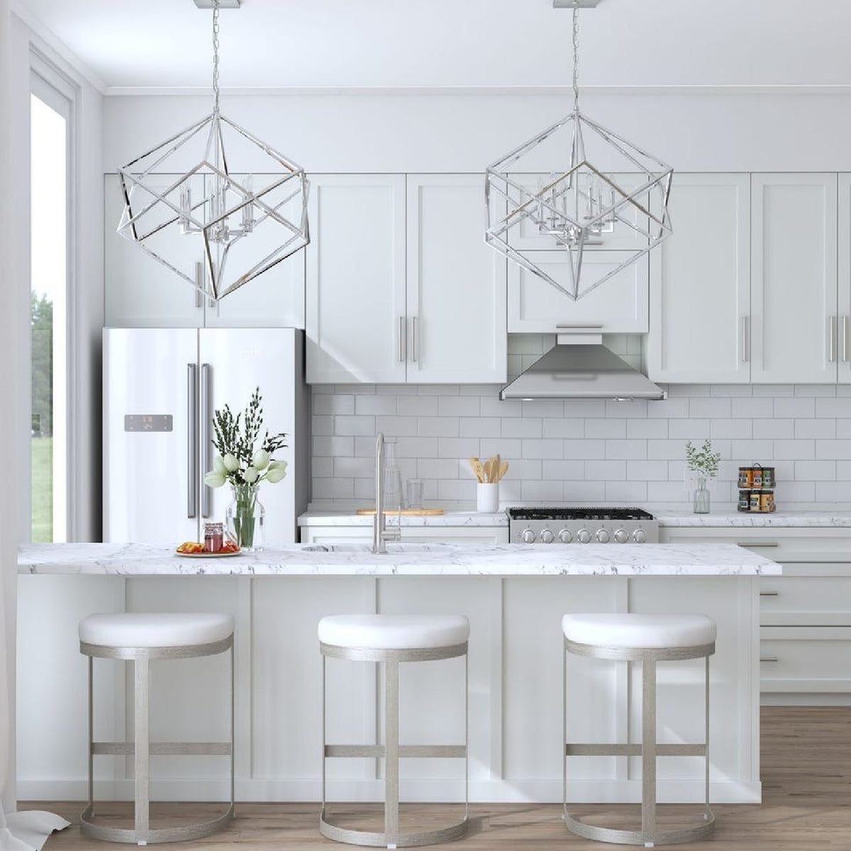 Polished Nickel 6-Light Pendant Lamp | Uttermost Euclid - www.oroa.com