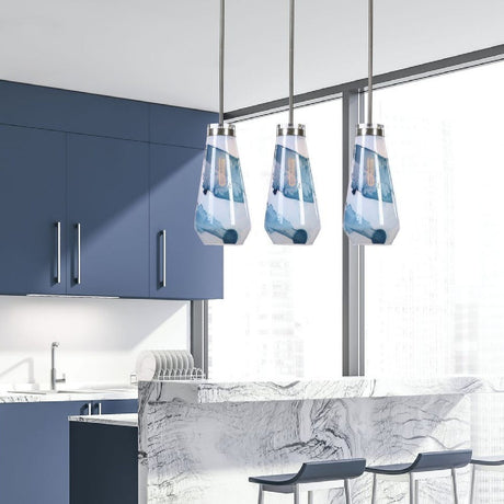 Modern European furniture - White & Blue Glass Pendant Lamp - www.oroa.com