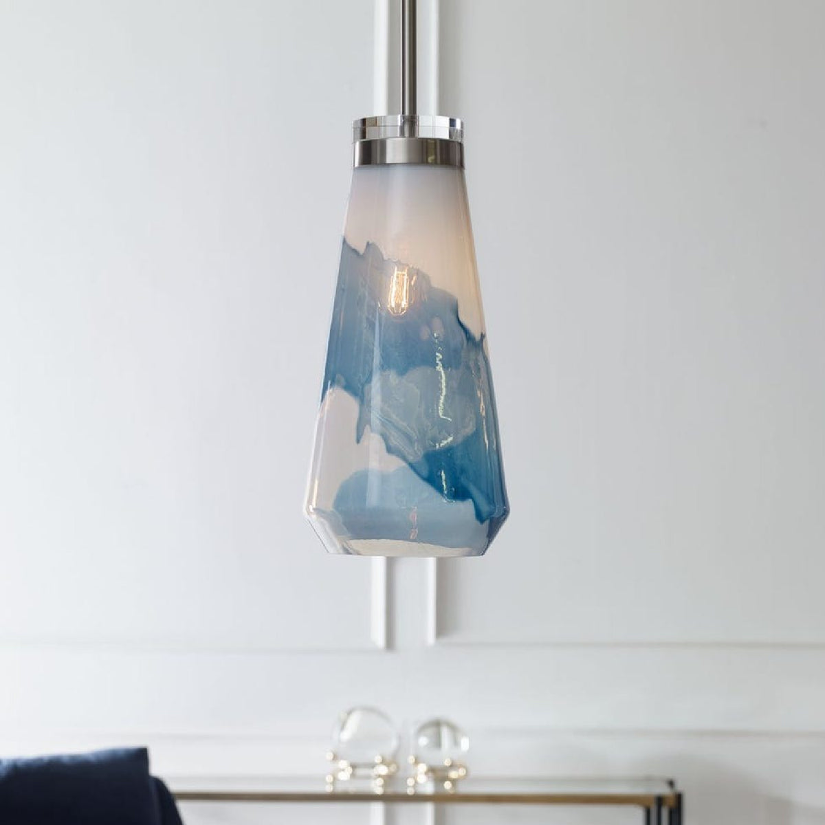 Modern European furniture - White & Blue Glass Pendant Lamp - www.oroa.com