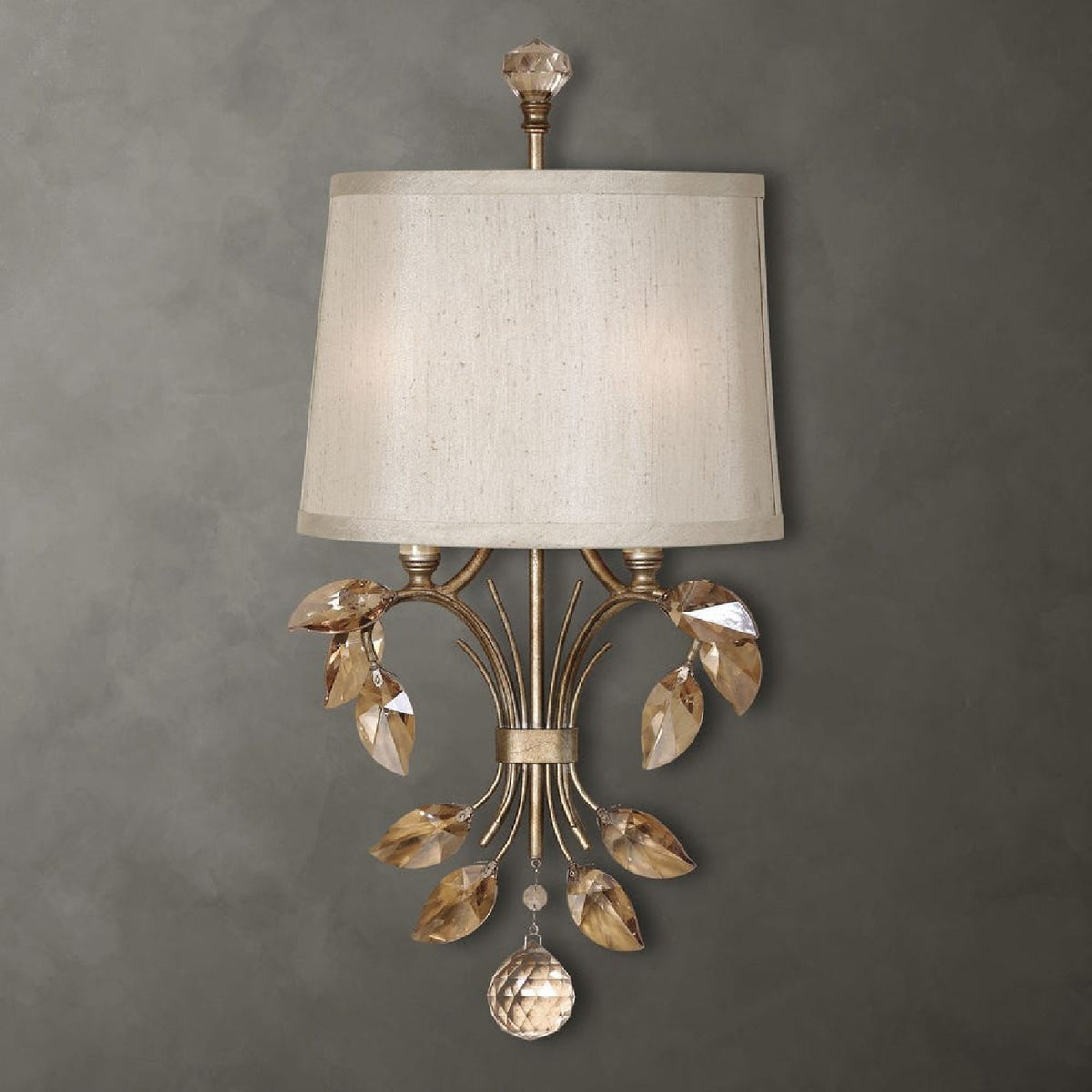 Gold Crystal Leaves Wall Lamp | Uttermost Alenya - www.oroa.com