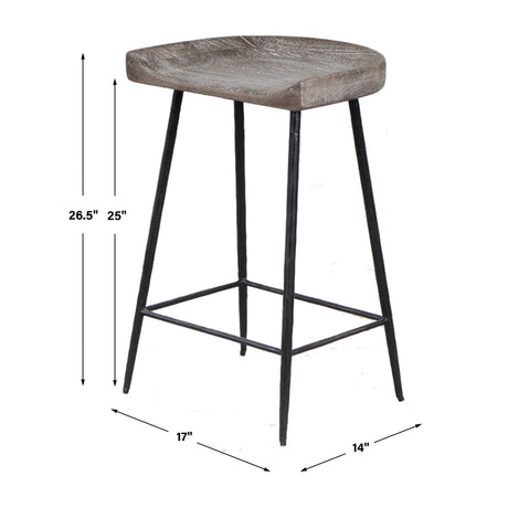 Curved Mango Wood Counter Stool by Uttermost Cordova, alternate view 3