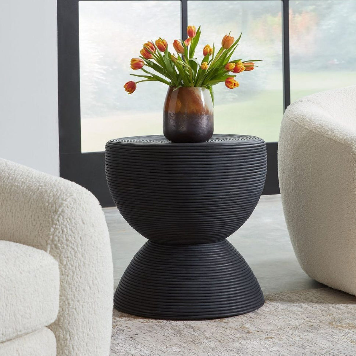 Modern European furniture - Rattan Hourglass Side Table - www.oroa.com