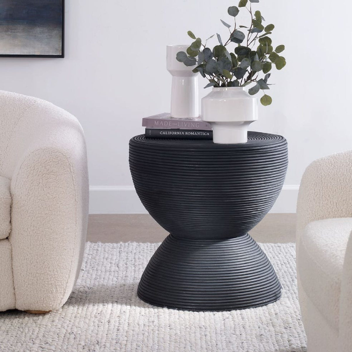 Modern European furniture - Rattan Hourglass Side Table - www.oroa.com