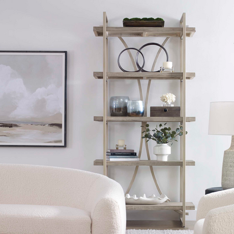 Modern European furniture - Silver Framed Wooden Bookshelf - www.oroa.com
