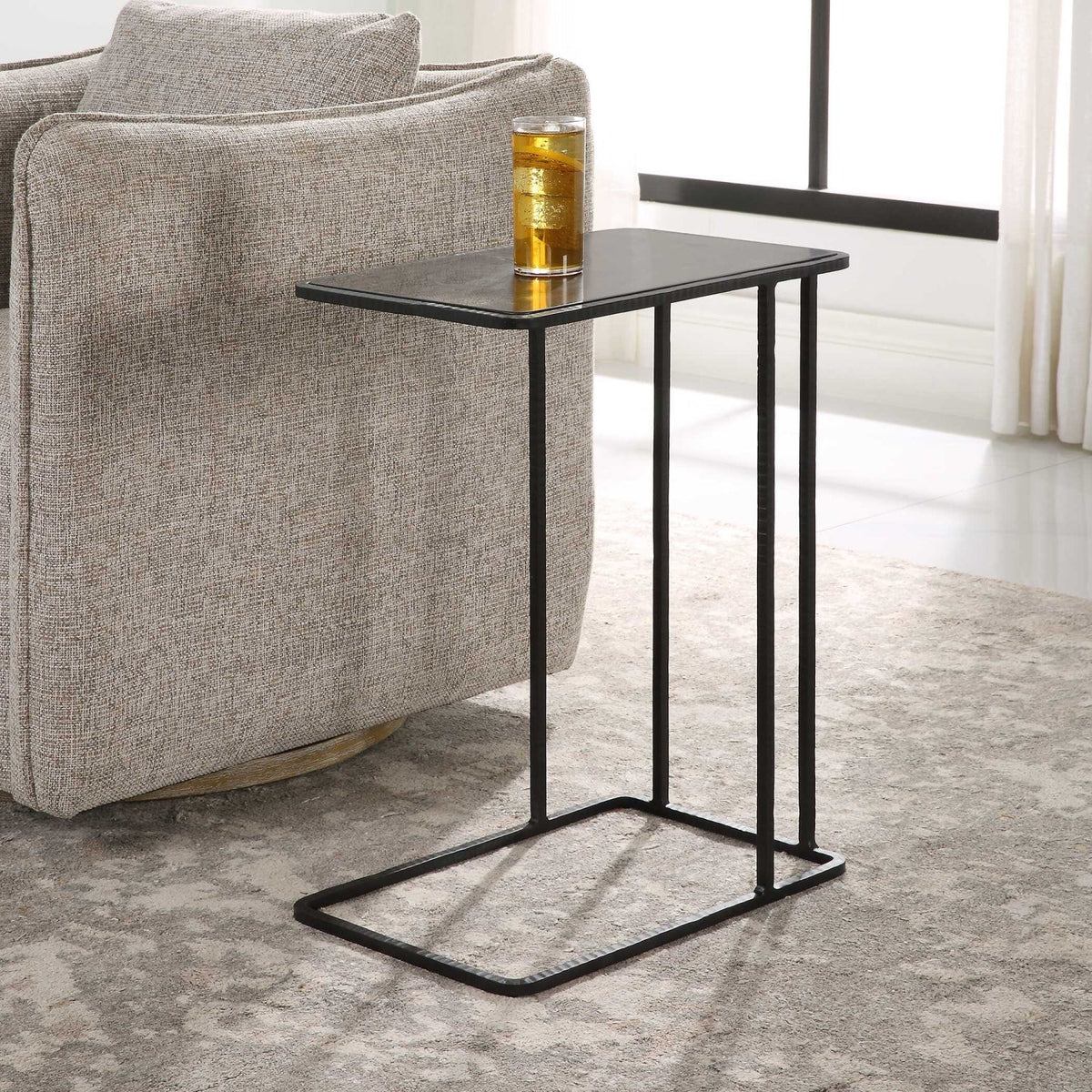 Bluestone C-Shaped Accent Table by Uttermost Cavern, alternate view 2