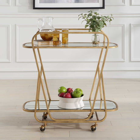 Modern European furniture - Antique Brass Serving Cart - www.oroa.com