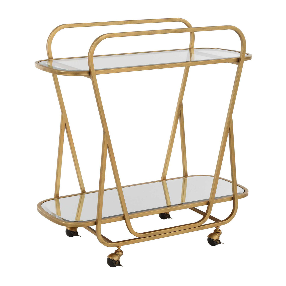 Modern European furniture - Antique Brass Serving Cart - www.oroa.com