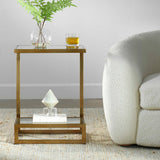 Modern European furniture - Brass Framed Glass Accent Table - www.oroa.com