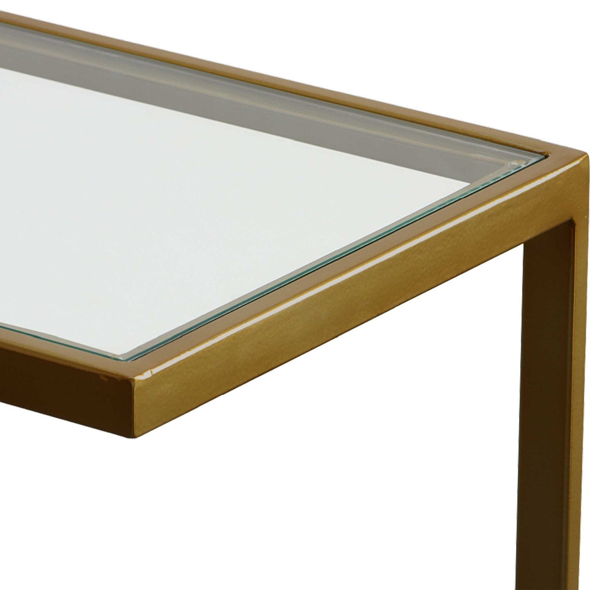 Modern European furniture - Brass Framed Glass Accent Table - www.oroa.com