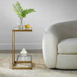Modern European furniture - Brass Framed Glass Accent Table - www.oroa.com