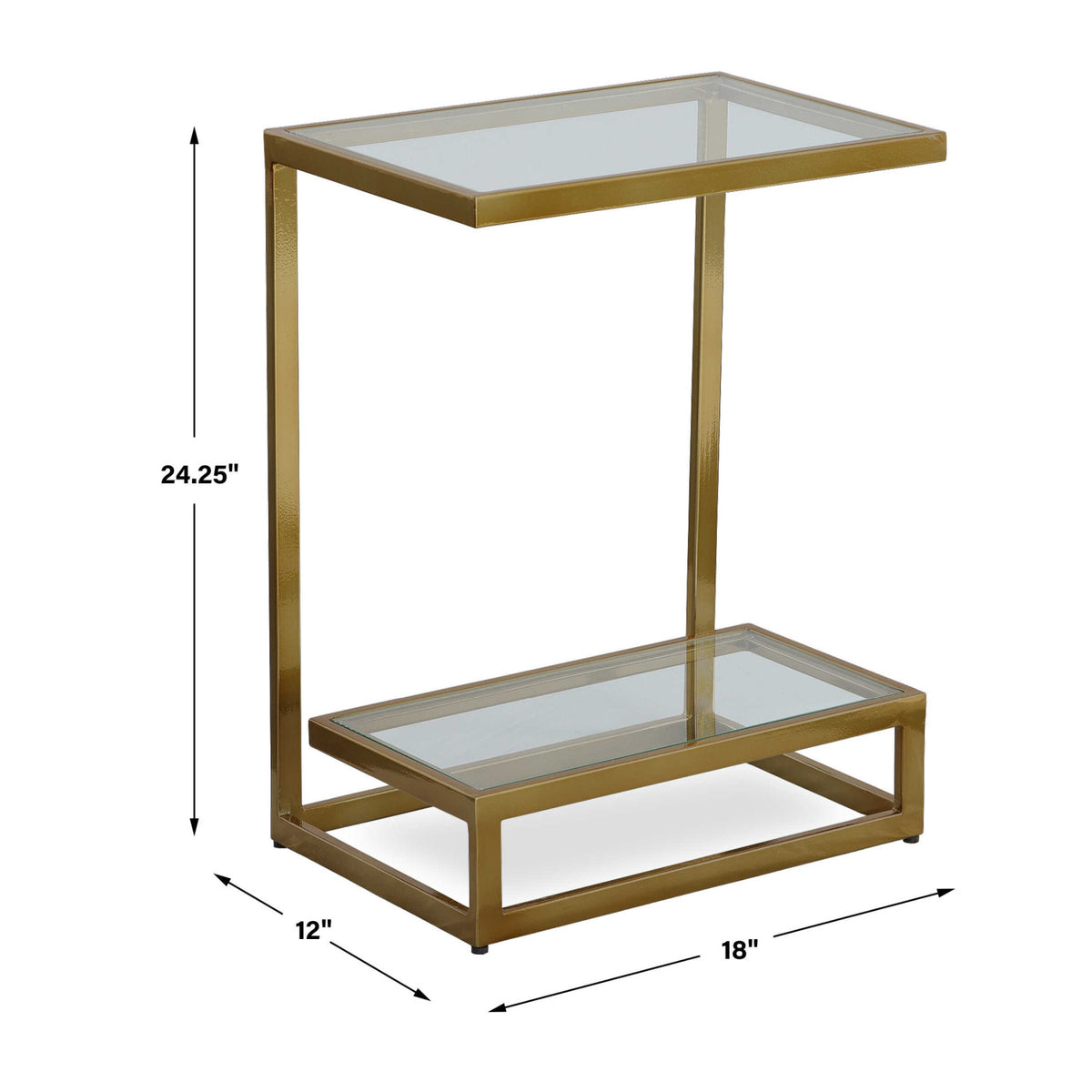 Modern European furniture - Brass Framed Glass Accent Table - www.oroa.com