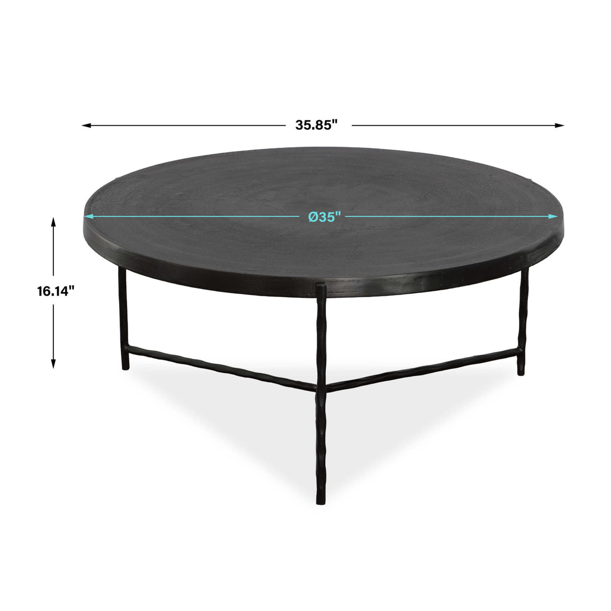 Black Aluminum Round Coffee Table by Uttermost Trellick, alternate view 6