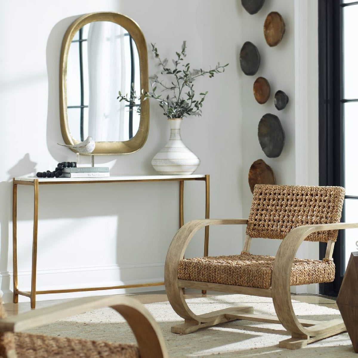 Modern European furniture - Gold Framed Marble Console Table - www.oroa.com