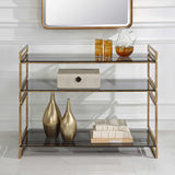 Modern European furniture - Gray Glass 3-Tier Console Table - www.oroa.com