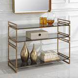 Modern European furniture - Gray Glass 3-Tier Console Table - www.oroa.com